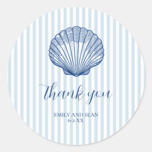 Custom Wedding Name Seashell Vielen Dank Runder Aufkleber