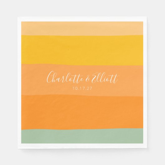 Custom Wedding Names Earthy Pastel Green Summer Serviette (Vorderseite)