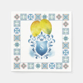 Custom Wedding Napkins Amalfi Tile und Zitronen Serviette (Vorderseite)