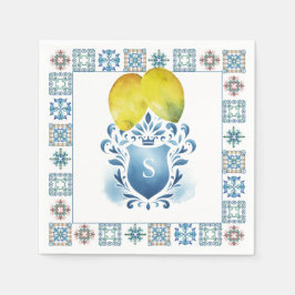 Custom Wedding Napkins Amalfi Tile und Zitronen Serviette