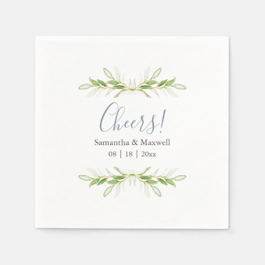 Custom Wedding Napkins einfache grüne Blätter Serviette (Vorderseite)