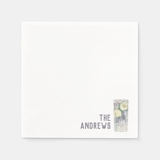 Custom Wedding Napkins Gin & Tonic Cocktail Stunde Serviette (Vorderseite)
