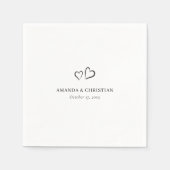 Custom Wedding Napkins mit elegantem Doppelherz Serviette (Vorderseite)