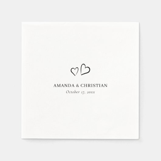 Custom Wedding Napkins mit elegantem Doppelherz Serviette (Vorderseite)