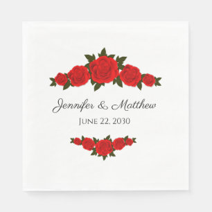 Custom Wedding Napkins mit Rote Rosen Serviette
