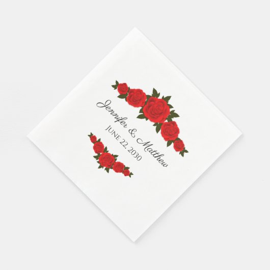 Custom Wedding Napkins mit Rote Rosen Serviette (Ecke)