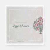 Custom Wedding Napkins - Mughal Floral Motif Serviette (Vorderseite)