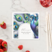 Custom Wedding Napkins Peacock and Feathers Serviette (Beispiel)