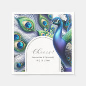 Custom Wedding Napkins Peacock and Feathers Serviette (Vorderseite)