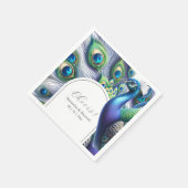 Custom Wedding Napkins Peacock and Feathers Serviette (Ecke)