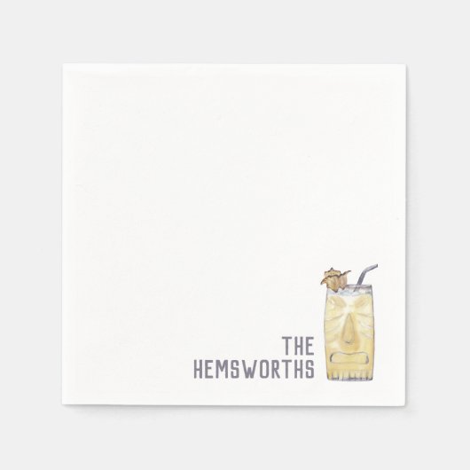 Custom Wedding Napkins Piña Colada Cocktail Stunde Serviette (Vorderseite)