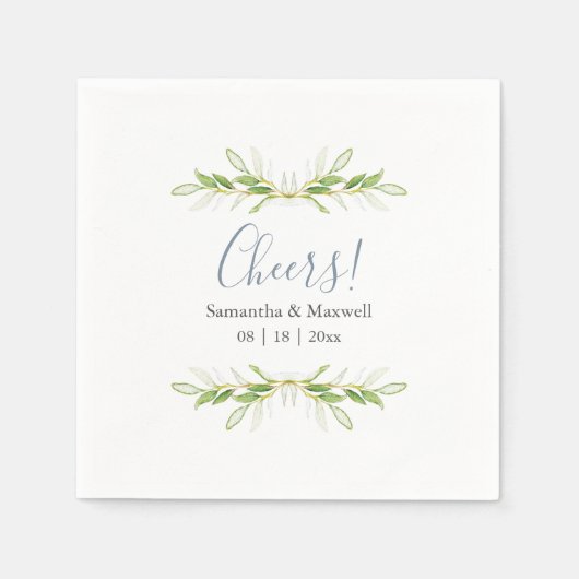Custom Wedding Napkins Simple Green Leaves Serviette (Vorderseite)