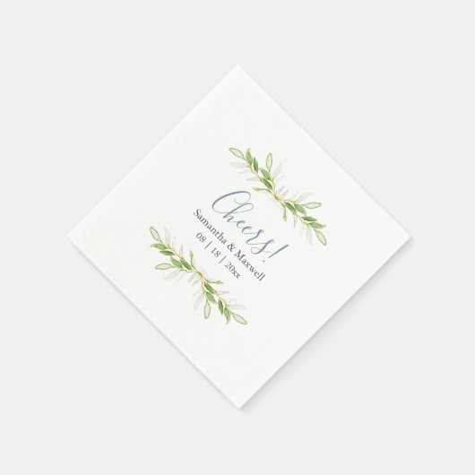 Custom Wedding Napkins Simple Green Leaves Serviette (Ecke)