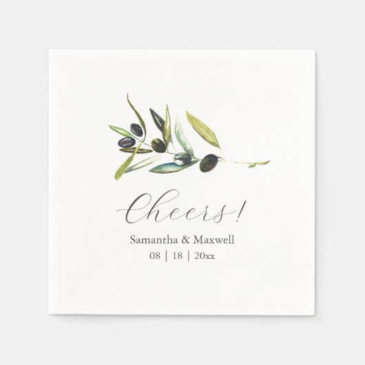 Custom Wedding Napkins Simple Olive Branch Serviette (Vorderseite)