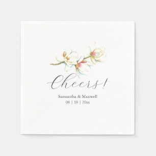 Custom Wedding Napkins White Magnolia Blume Serviette