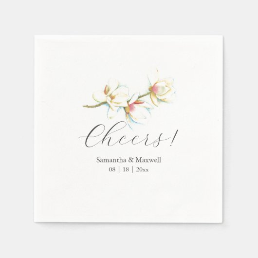 Custom Wedding Napkins White Magnolia Blume Serviette (Vorderseite)