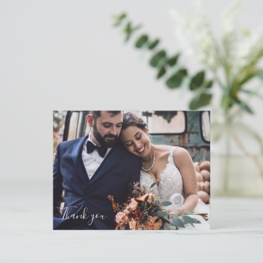 Custom Wedding Photo Thank You Postcards Postkarte (Stehend Vorderseite)