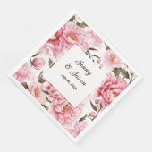 Custom Wedding Pink Peonies Paper Napkins Serviette (Ecke)