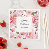 Custom Wedding Pink Peonies Paper Napkins Serviette (Beispiel)
