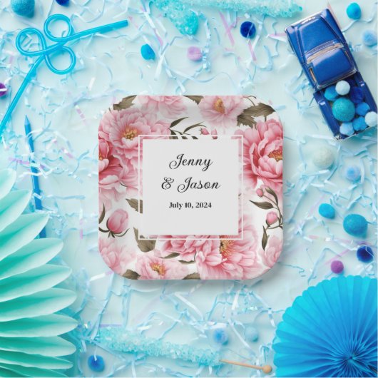 Custom Wedding Pink Peonies Paper Teller (Party)