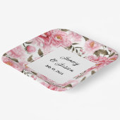 Custom Wedding Pink Peonies Paper Teller (Gewinkelt)