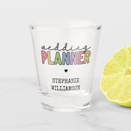Custom Wedding Planer Event Planner Schnapsglas (Vorderseite)