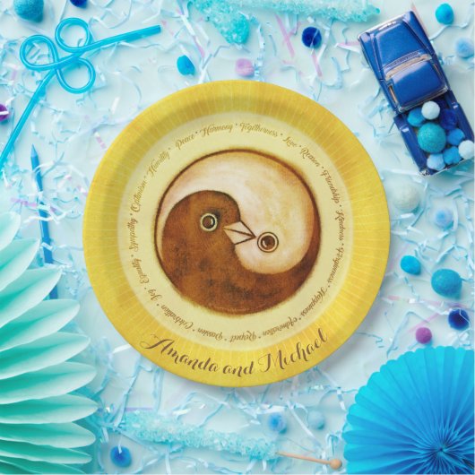 CUSTOM WEDDING PLATE 9" Gold YinYang taucht Harmon Pappteller (Party)