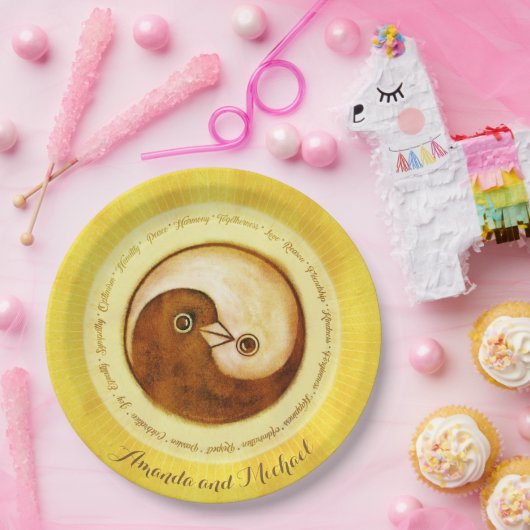 CUSTOM WEDDING PLATE 9" Gold YinYang taucht Harmon Pappteller (Party)