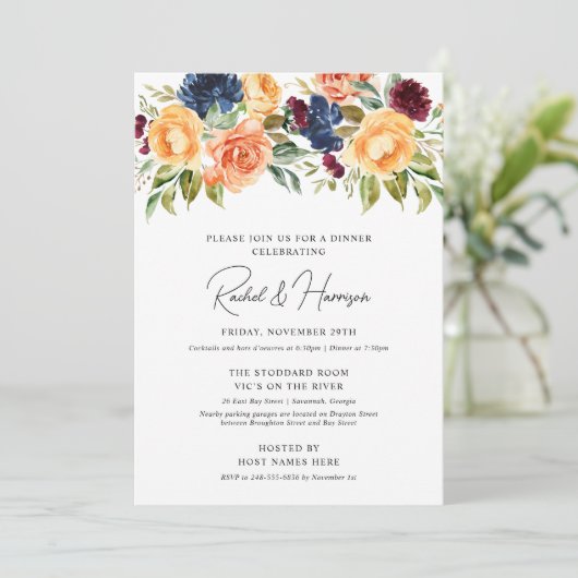 Custom Wedding Probe Dinner Einladung (Stehend Vorderseite)