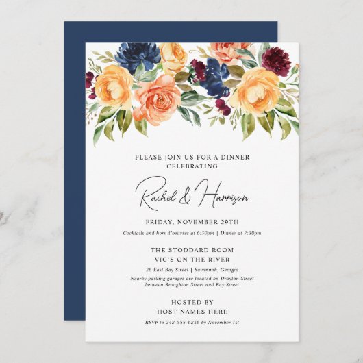 Custom Wedding Probe Dinner Einladung (Vorne/Hinten)