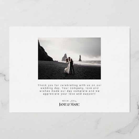 Custom Wedding Real Foil 2 Fotos Danke Karten (Rückseite)