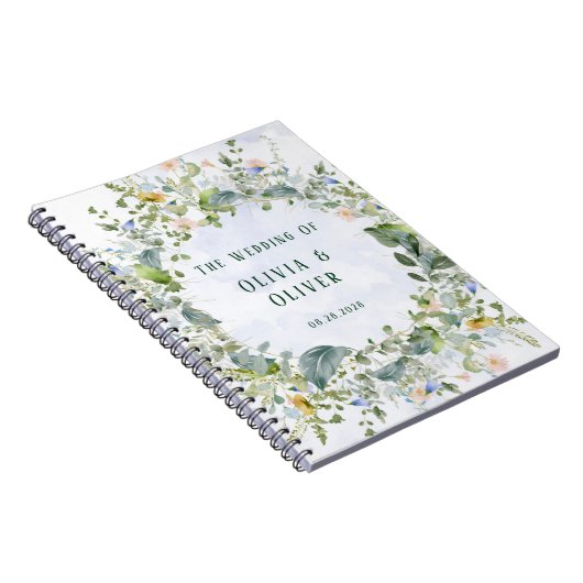 Custom Wedding Retreat Dusty Blue Wildblumen Notizblock (Rechte Seite)