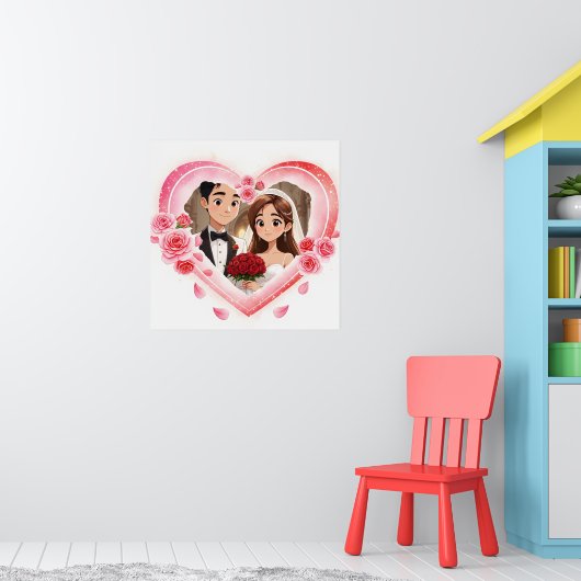 Custom Wedding - Romantic Watercolor Heart Poster (Kinderzimmer 1)