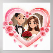 Custom Wedding - Romantic Watercolor Heart Poster (Vorne)