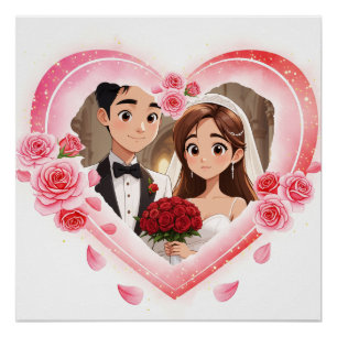 Custom Wedding - Romantic Watercolor Heart Poster