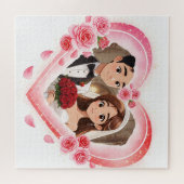 Custom Wedding - Romantic Watercolor Heart Puzzle (Horizontal)