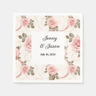 Custom Wedding Rose Paper Napkins Serviette
