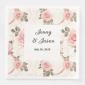 Custom Wedding Rose Paper Napkins Serviette (Vorderseite)