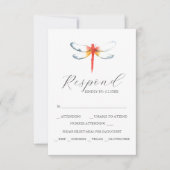 Custom Wedding RSVP Cards Red Dragonfly Karte (Vorderseite)