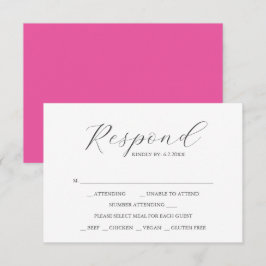 Custom Wedding RSVP Cards Vibrant Pink Karte
