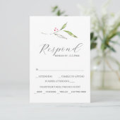 Custom Wedding RSVP Cards Winter Botanicals Karte (Stehend Vorderseite)