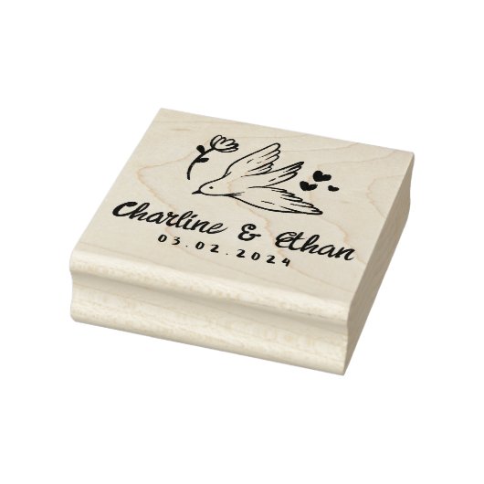 Custom Wedding Rubber Briefmarke mit Vogel , Herz Gummistempel (Stempel)