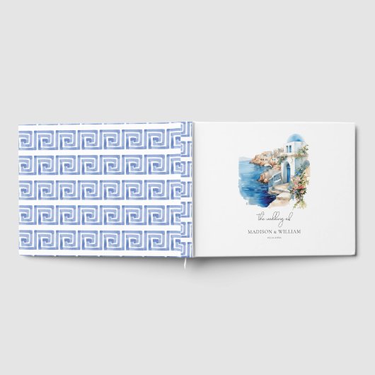 Custom Wedding Santorini Griechenland Gästebuch (Voll)