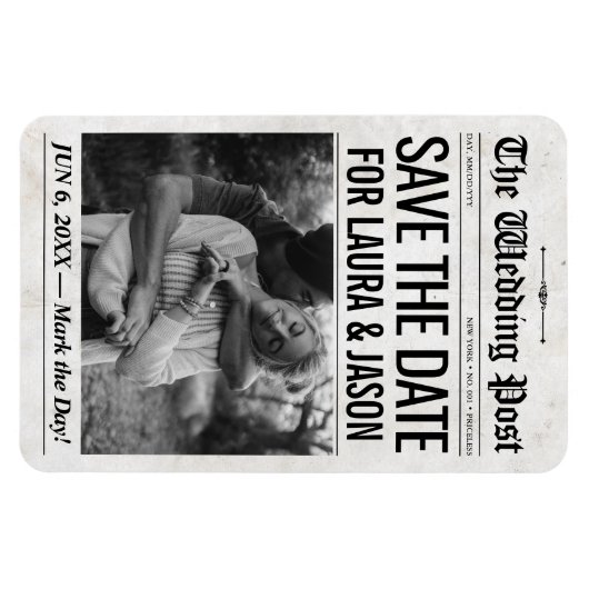 Custom Wedding Save the Date Einladung Zeitung Magnet (Horizontal)