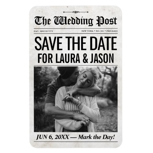 Custom Wedding Save the Date Einladung Zeitung Magnet (Vertikal)