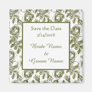 Custom Wedding Save the Date Golden Rose Magnet