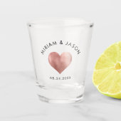 Custom Wedding Shooter Rose Gold Heart Minimalisti Schnapsglas (Vorderseite)