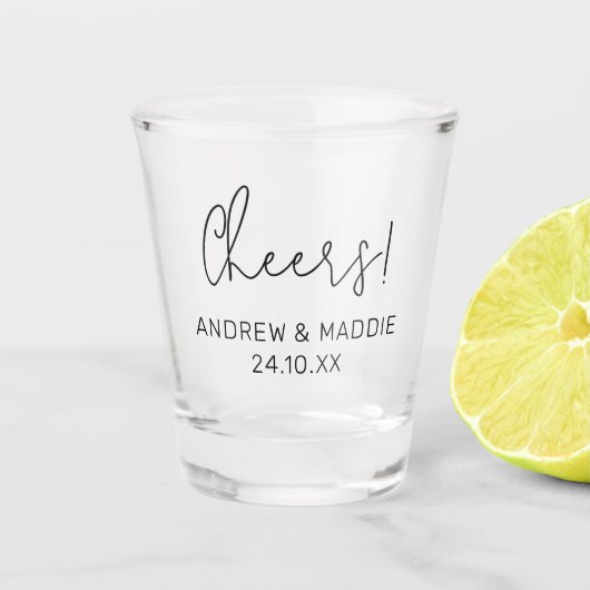 Custom Wedding Shot Glass Cheers Schnapsglas (Vorderseite)