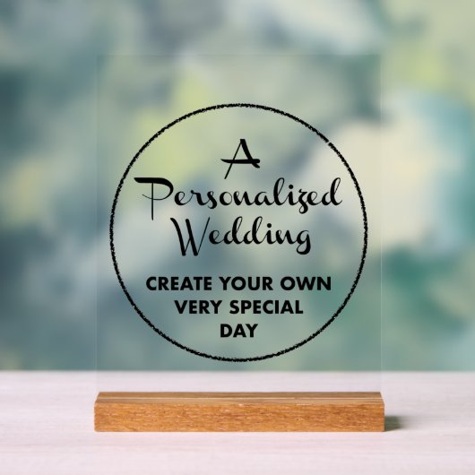 Custom Wedding Sign 10" x 8" Acryl & Holz Stand Acrylschild (Neutral)