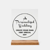 Custom Wedding Sign 10" x 8" Acryl & Holz Stand Acrylschild (Vorderseite)